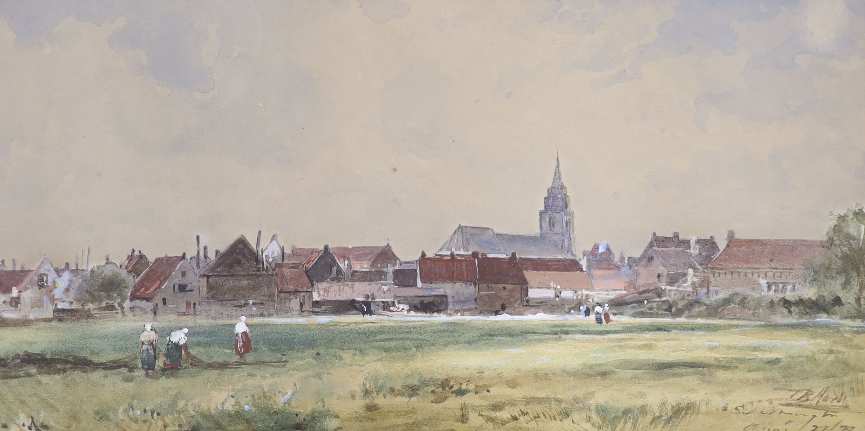 Circle of Thomas Bush Hardy, two watercolours, View of a town and Swiss lake scene, both bear signatures, 18 x 34cm and 12 x 18cm